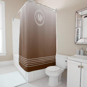 Brown Ombre Monogrammed Shower Curtain