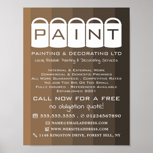 Brown Ombre, Paint Buckets, Painter & Decorator Poster (Front)