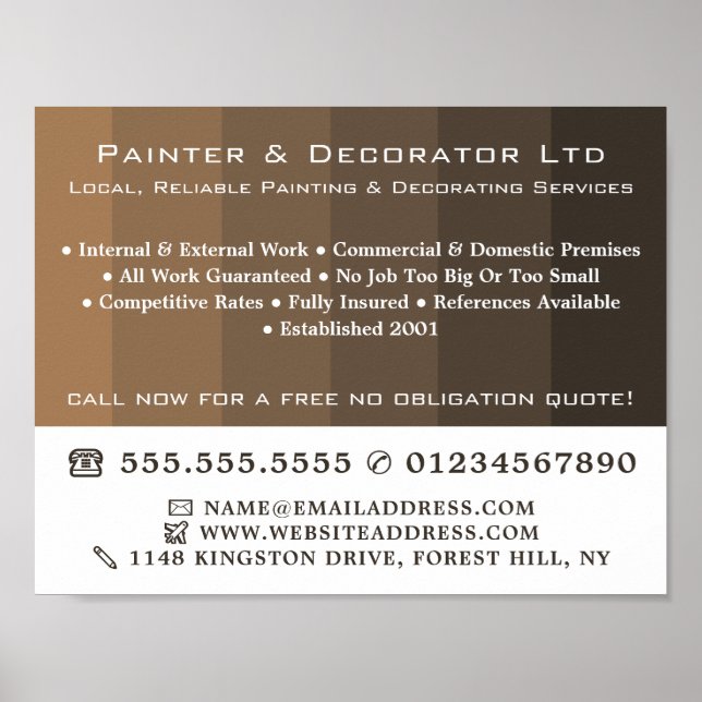 Brown Ombre Stripes, Painter & Decorator Poster (Front)