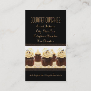 Brown on Black Cupcake Business Cards