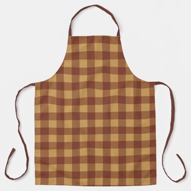 Brown on Brown Beautiful Gingham Checks Apron (Front)