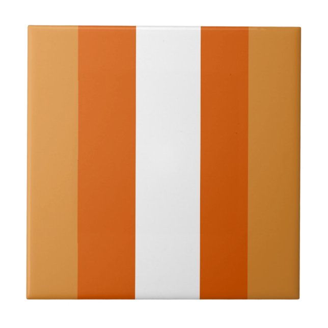 Brown, orange and white stripes ceramic tile (Front)