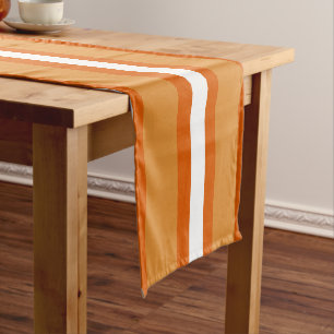 Brown, orange and white stripes short table runner