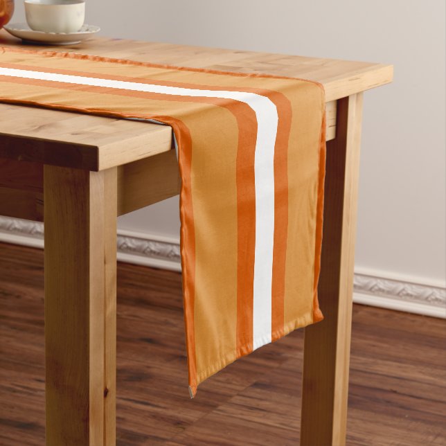 Brown, orange and white stripes short table runner (In Situ)