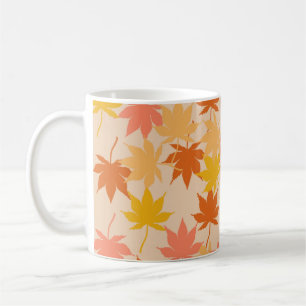 Brown Orange Autumn Floral Leaves Y2K Pattern Coffee Mug