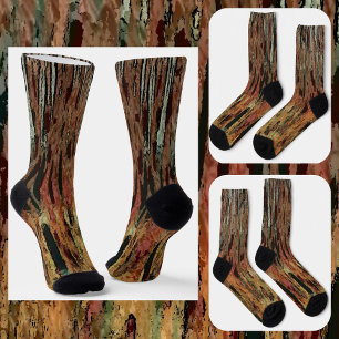 Brown Orange Black Funky Camouflage Abstract Socks