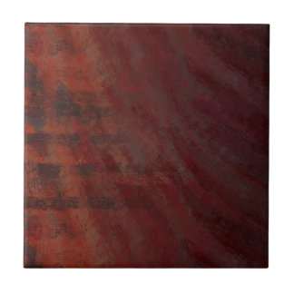 brown / orange dark red design painted ceramic tile
