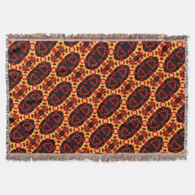 Brown Orange Geometric Pattern Rustic Throw Blanke Blanket (Front)