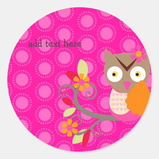 Brown+Orange+Hot Pink Owl stickers (Front)
