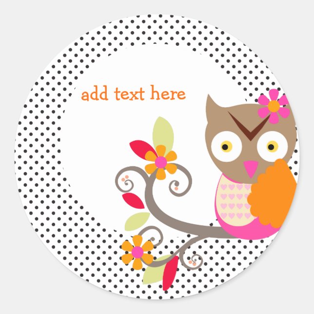 Brown+Orange+Hot Pink Owl stickers (Front)
