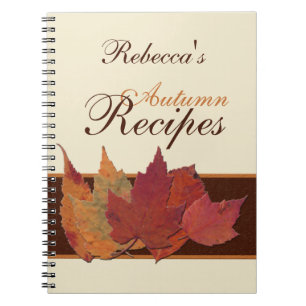 Brown Orange Ivory Dried Leaves Recipe Notebook