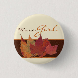 Brown Orange Ivory Dried Leaves Wedding Party Pin