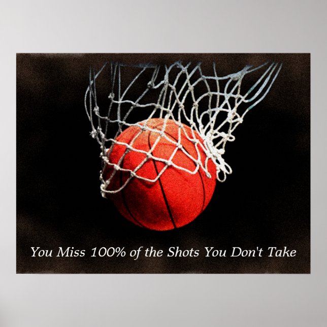 Brown Orange Motivational Quote Basketball Poster (Front)