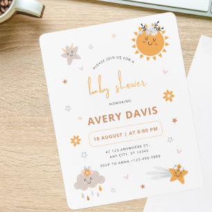 Brown & Orange Sky Baby Shower Invitation