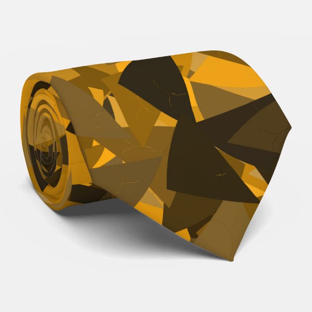 Brown Orange Triangle Pattern Tie (Rolled)