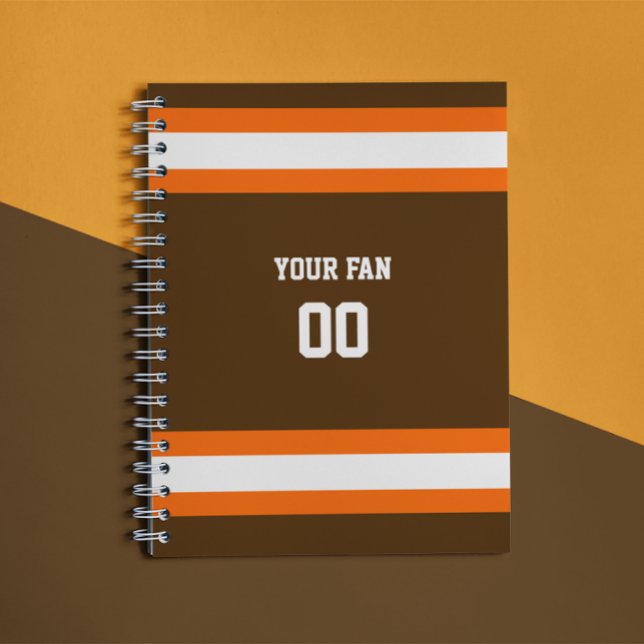 Brown, Orange & White Football Team Personalised Notebook (Creator Uploaded)