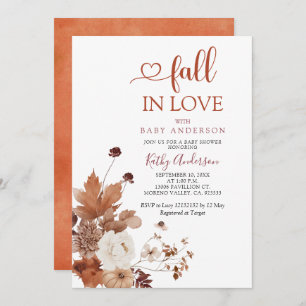 Brown Orange Wildflower Fall in Love Baby Shower Invitation