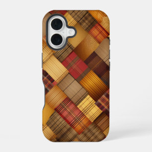 BROWN ORANGE YELLOW FALL PLAID PATTERN iPhone 16 CASE