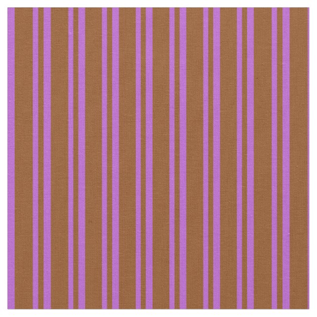 Brown & Orchid Coloured Lined Pattern Fabric (Close Up)