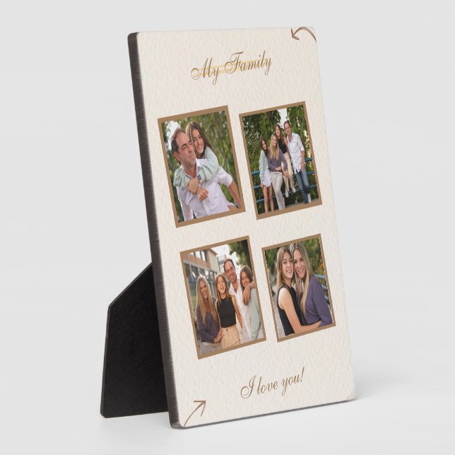 Brown Organic Family Photo Collage 5x7 with Easel Plaque (Side)