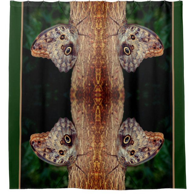 Brown Owl Butterfly Close Up Nature Abstract  Shower Curtain (Front)