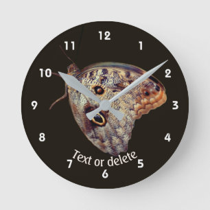Brown Owl Butterfly Nature Personalised   Round Clock