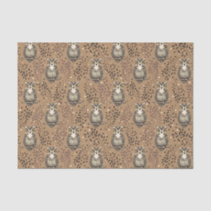 Brown Owl Illustrated Woodland Pattern Tissue Paper