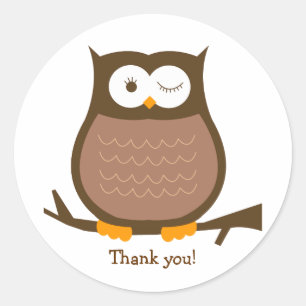 BROWN OWL Round Favour Sticker Envelope Seal