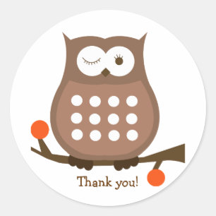 BROWN OWL Round Favour Sticker Envelope Seal