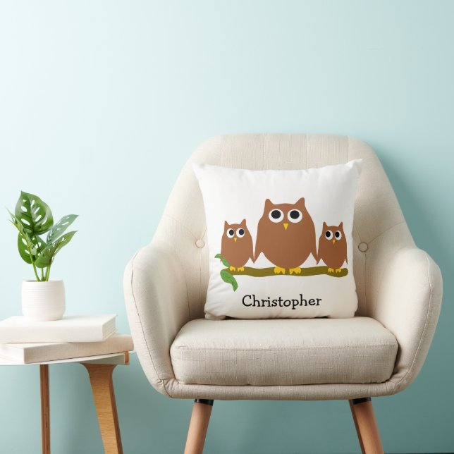 Brown Owls Design Personalised Cushion (Chair)