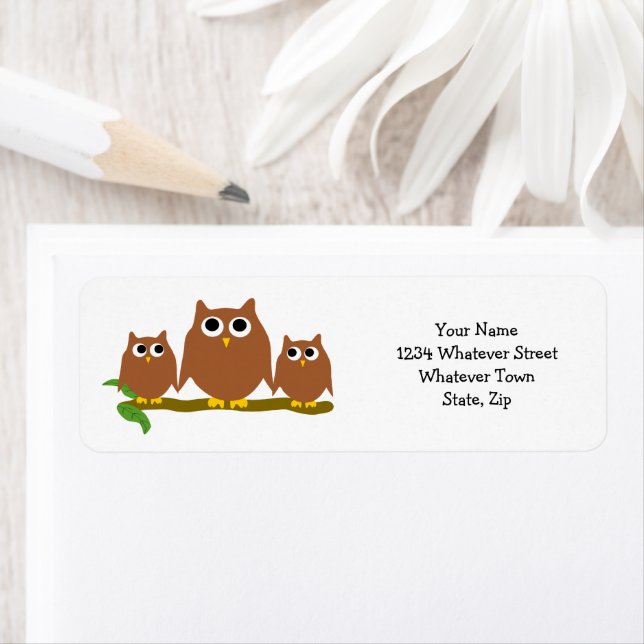Brown Owls Design Return Address Label (Insitu)