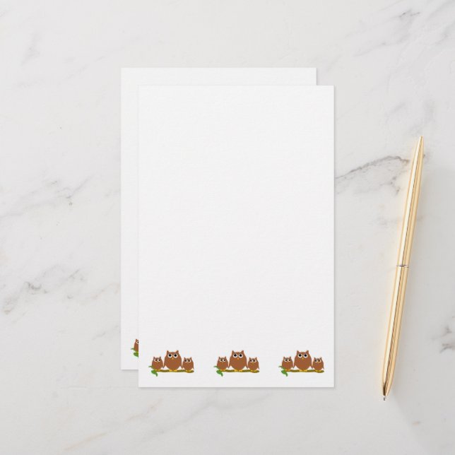 Brown Owls Design Stationery (Front/Back In Situ)