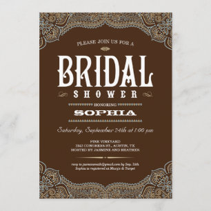 Brown Paisley Bridal Shower Invitations