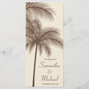 Brown Palm Tree Tropical Wedding Program