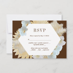Brown Pampass grass and Orchids Wedding RSVP Card