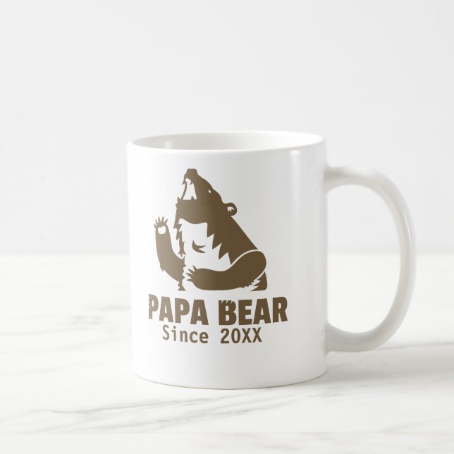 Brown Papa Bear Since Year of Fatherhood Dad Mug (Right)