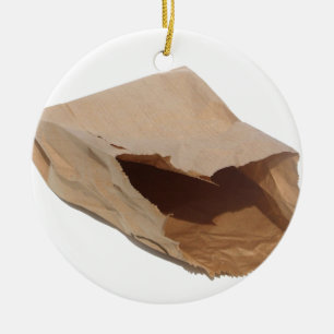 Brown Paper Bag Ceramic Ornament