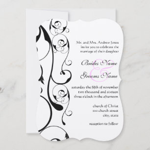 Brown Paper Black Swirls Wedding Invitations