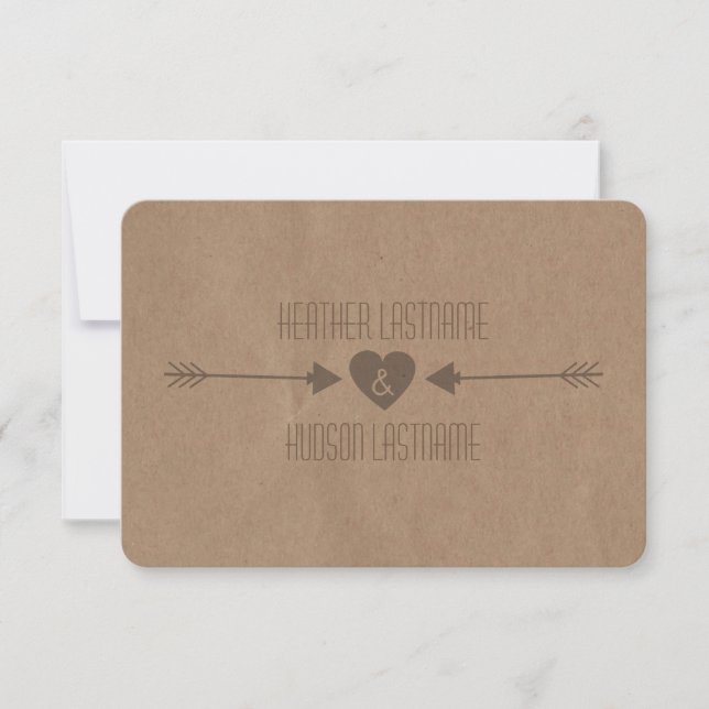 Brown Paper Inspired Brown Arrows Save The Date (Front)