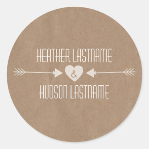 Brown Paper Inspired White Arrows Wedding Sticker