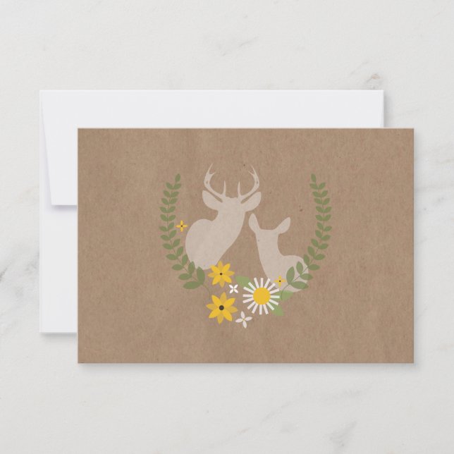 Brown Paper Inspired Wildflowers & Deer RSVP (Front)