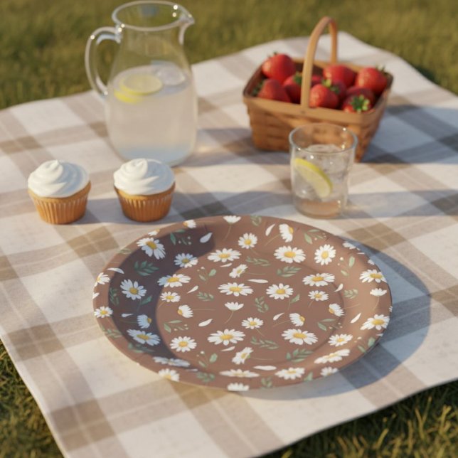  Brown Paper Plate with Daisy Flowers - Birthday  (Creator Uploaded)