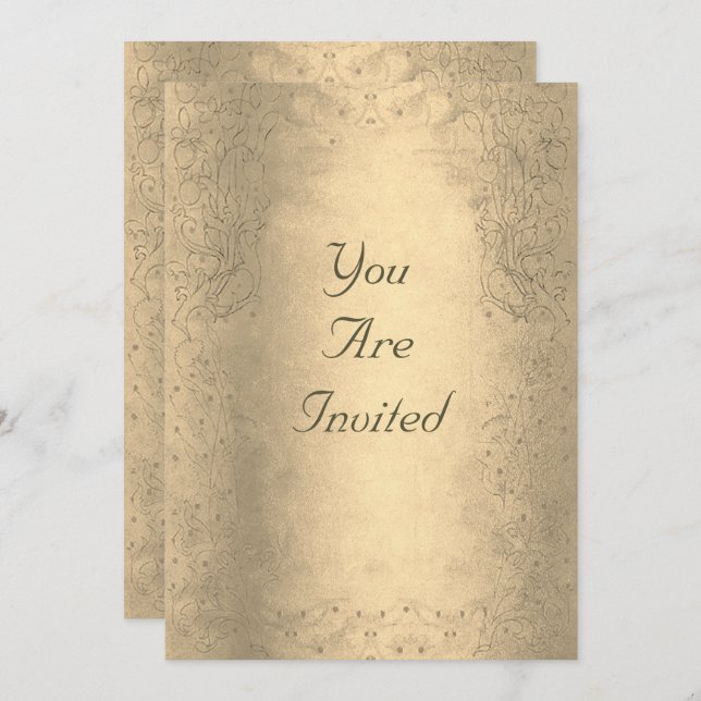 Brown Paper Swirl Vintage Wedding Invitations (Front/Back)