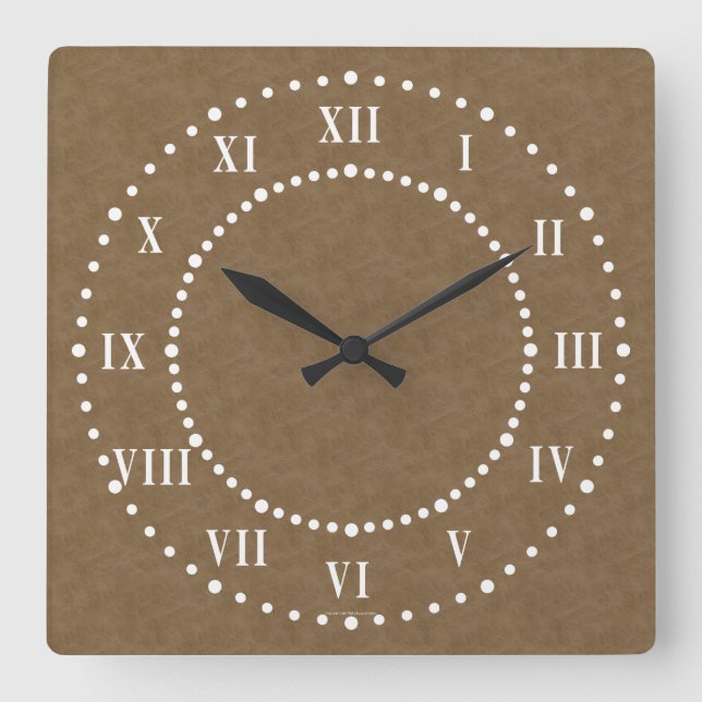 Brown Parchment Look Roman Numerals Wall Clock (Front)