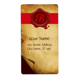 BROWN PARCHMENT , RED WAX SEAL MONOGRAM