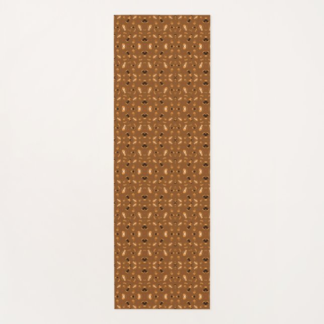 Brown patterned fabric featuring a symmetrical  yoga mat (Front)