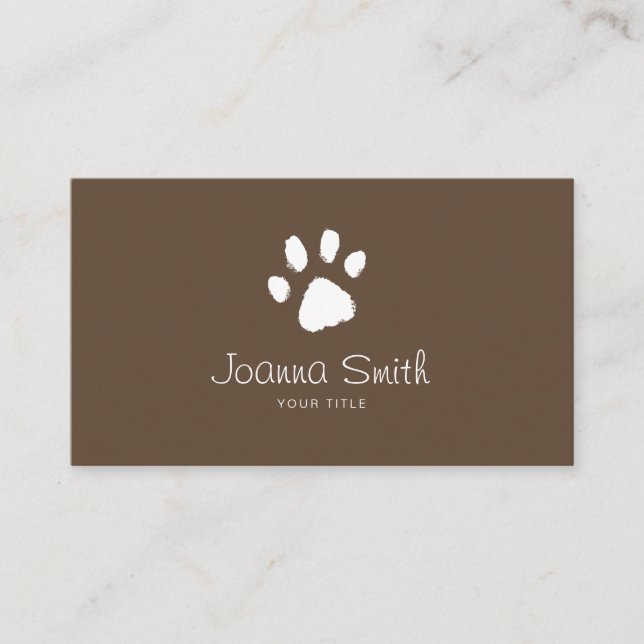 Brown Paw Dog Walking Pet Sitting Vet Appointment Card (Front)