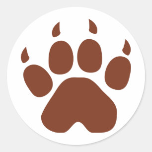 brown paw icon classic round sticker