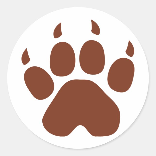 brown paw icon classic round sticker (Front)