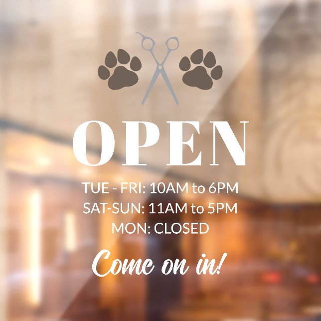 Brown Paws Scissors Open Hours Dog Grooming (Sheet 2)